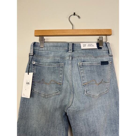 NWT 7 For All Mankind Kimmie Straight Form Fitted Denim Jeans Blue Light Wash - Picture 7 of 11